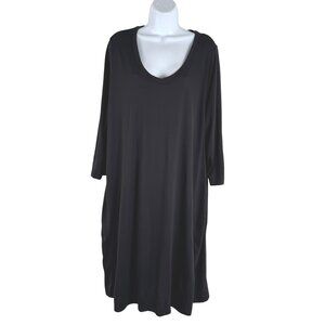 Wool& Dress Womens 2XL Long Black Merino Wool Nylon Solid Casual DR-1766